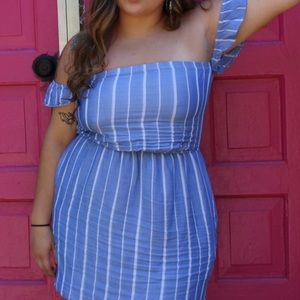Off-The-Shoulder Striped Dress WITH POCKETS